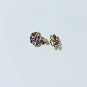 Gold Rotating Zircon Flower Spinner Earrings